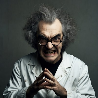 Mad scientist with wild hair