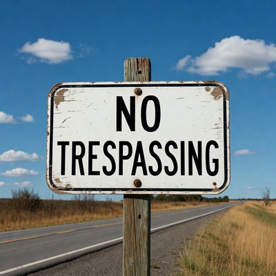No Trespassing Sign on Rural Road