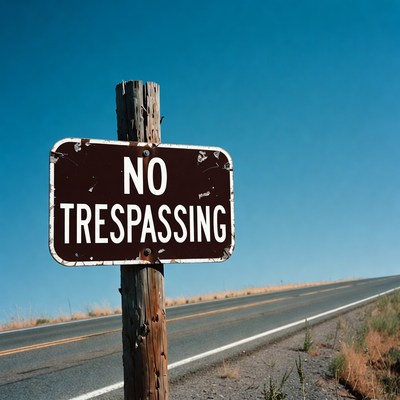 No Trespassing Sign on Road