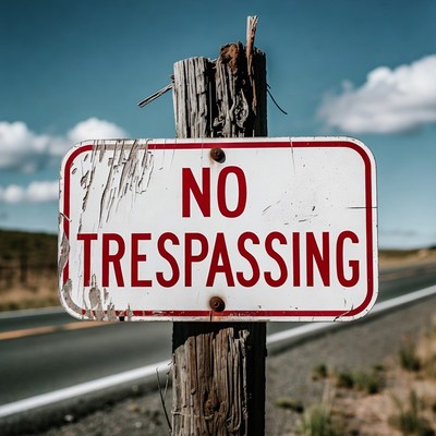 No Trespassing Sign on Wooden Post