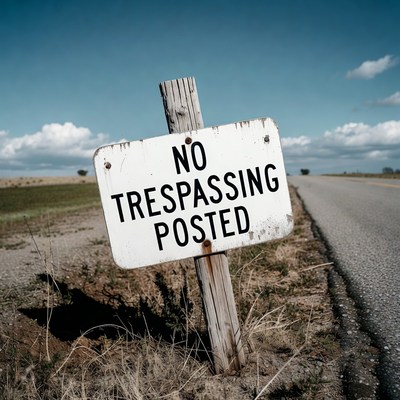 No Trespassing Posted Sign Roadside