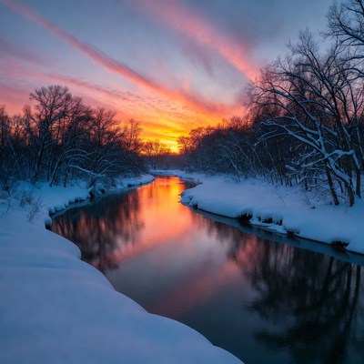 Snowy River Sunset Reflection