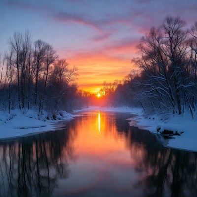 Winter Sunset over Snowy River