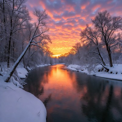 Snowy River Sunset Reflection