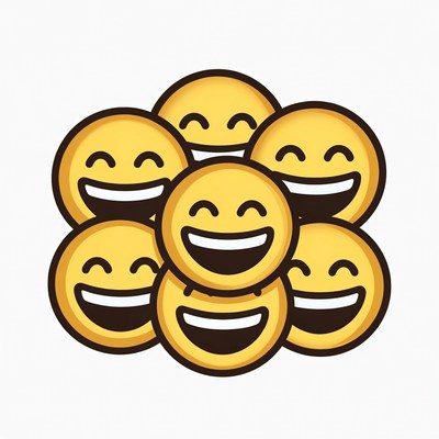 Stack of Smiling Yellow Emojis