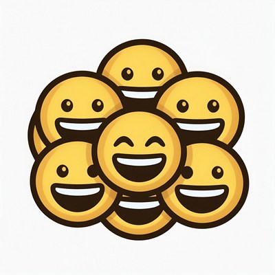 Stack of Smiling Yellow Emojis