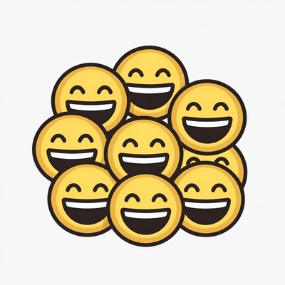 Stack of Smiling Yellow Emojis