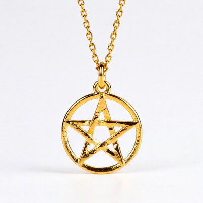 Gold Pentagram Necklace Pendant