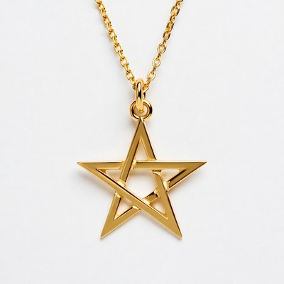 Gold pentagram necklace pendant