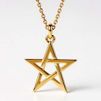 Gold Pentagram Necklace on White