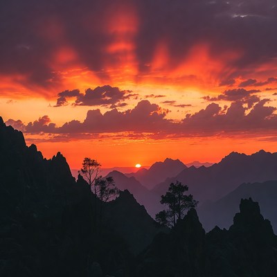 Sunset over Jagged Mountains