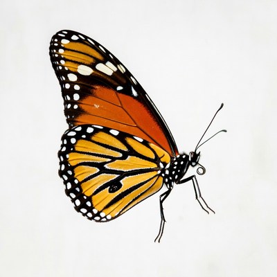 Monarch Butterfly on White Background