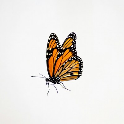 Monarch Butterfly on White Background