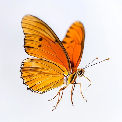 Orange butterfly on white background