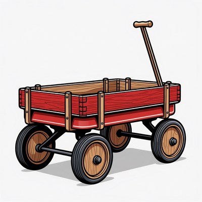 Red wooden wagon illustration
