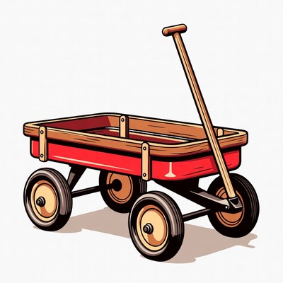 Red wooden wagon illustration