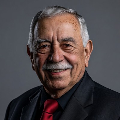 Smiling elderly man in suit