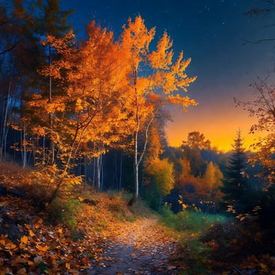Autumn Forest Path at Twilight