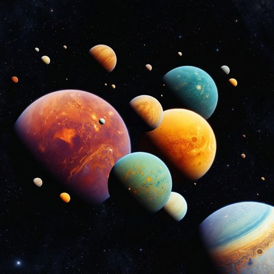 Colorful Planets in Space