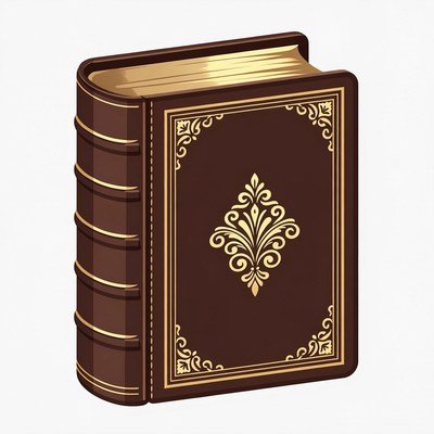 Open vintage leather book illustration