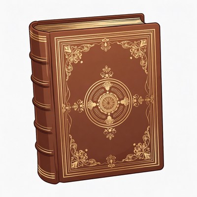 Ornate Open Brown Book Illustration