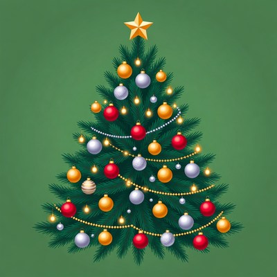 Decorated Christmas Tree Illustration