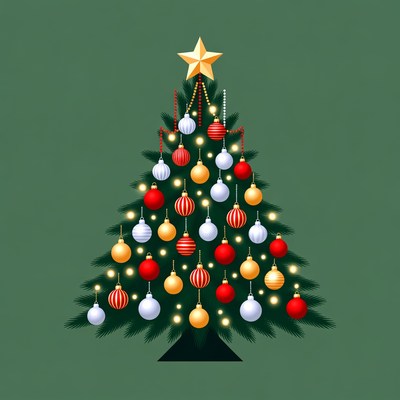 Decorated Christmas Tree Illustration