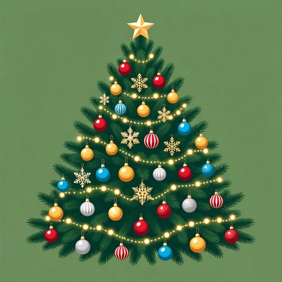 Decorated Christmas Tree Illustration