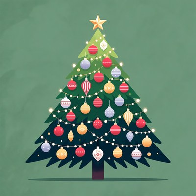 Decorated Christmas Tree Illustration
