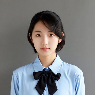 Asian girl in blue school uniform