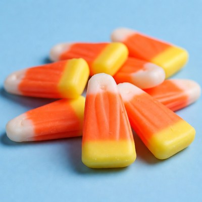 Candy corn on blue background