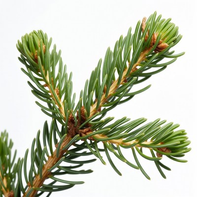 Fir branch with green needles