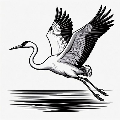 Flying crane bird illustration