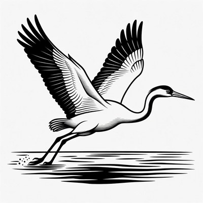 Heron Flying Over Water