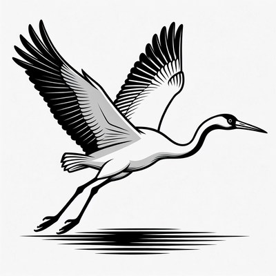 Flying Heron Illustration