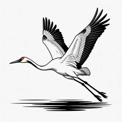 Sandhill Crane Flying Illustration