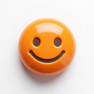 Shiny Orange Smiley Face Emoticon