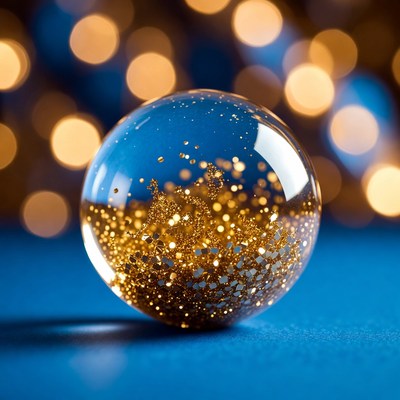 Clear orb with gold glitter
