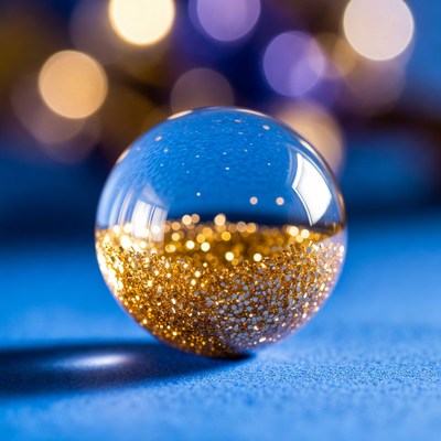 Clear orb with gold glitter