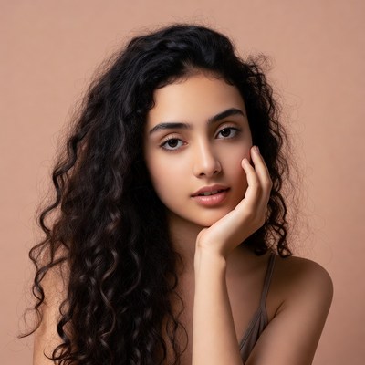 Young woman with hand on cheek