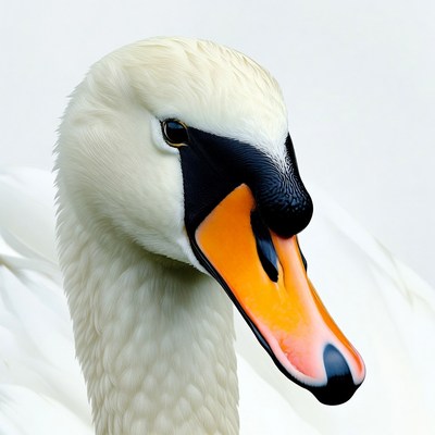 Close-up white swan head