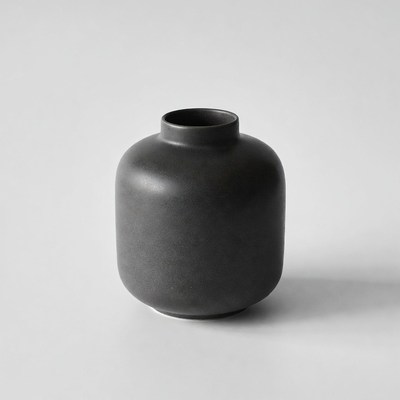 Black Ceramic Vase on White Background