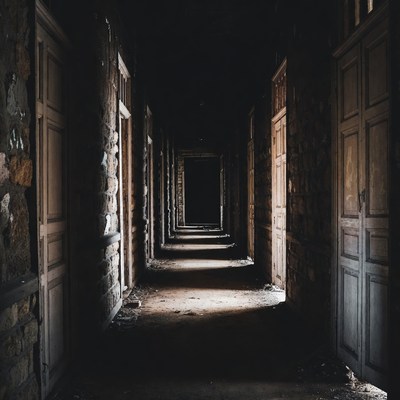 Dark Abandoned Stone Corridor