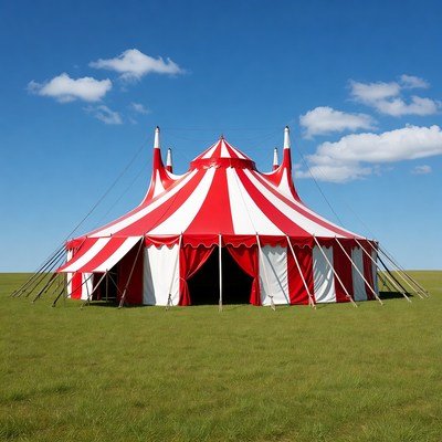 Red White Striped Circus Tent Outdoors