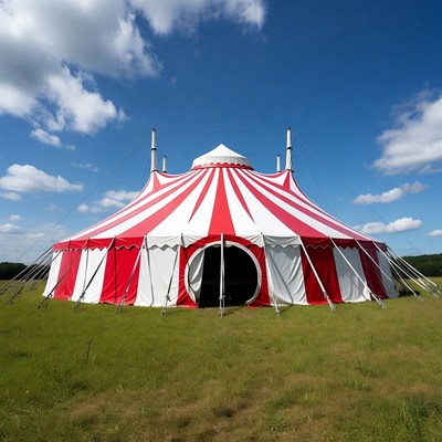 Red White Striped Circus Tent Outdoors