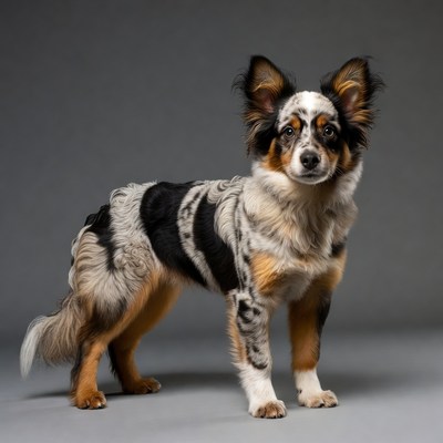 Merle Australian Shepherd puppy standing