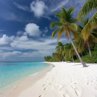 Tropical Beach with Palm Trees
