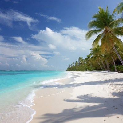 Tropical beach with palm trees