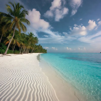 Tropical Beach with Palm Trees