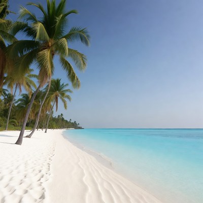 Tropical Palm Beach with Turquoise Ocean